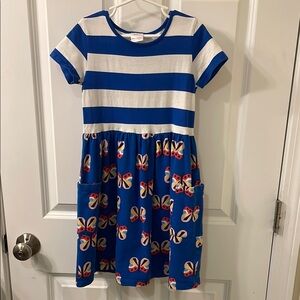 Hanna Andersson Blue and White Casual Sundress with Pockets Girl size 8